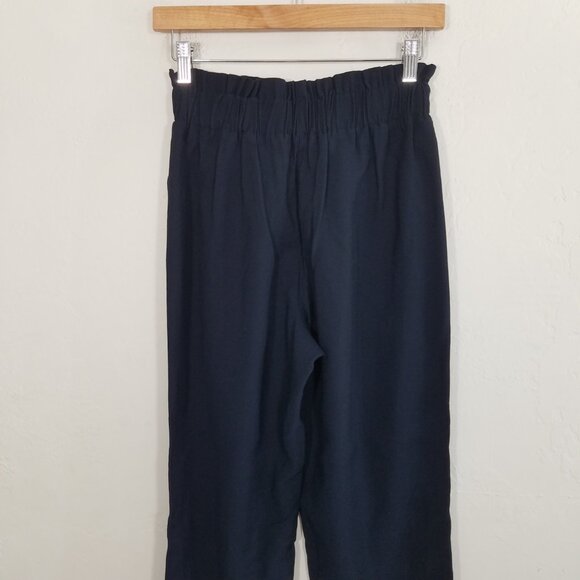 Zara Navy High Rise Cuffed Legs Pants Size S - Picture 6 of 8